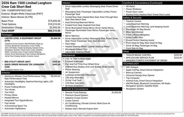 2026 RAM Ram 1500 RAM 1500 LIMITED LONGHORN CREW CAB 4X4 57 BOX 2026 RAM Ram 1500 RAM 1500 LIMITED LONGHORN CREW CAB 4X4 57 BOX