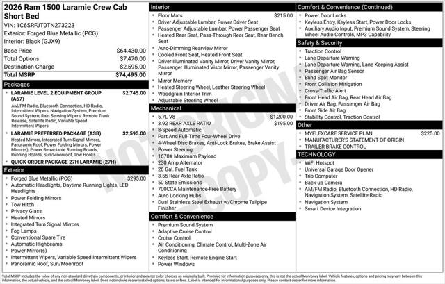 2026 RAM Ram 1500 RAM 1500 LARAMIE CREW CAB 4X4 57 BOX 2026 RAM Ram 1500 RAM 1500 LARAMIE CREW CAB 4X4 57 BOX