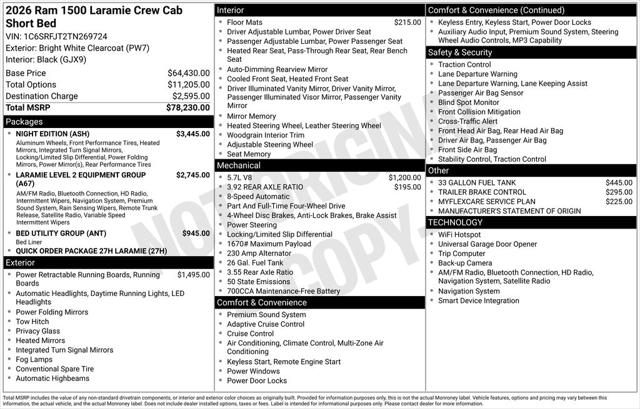 2026 RAM Ram 1500 RAM 1500 LARAMIE CREW CAB 4X4 57 BOX