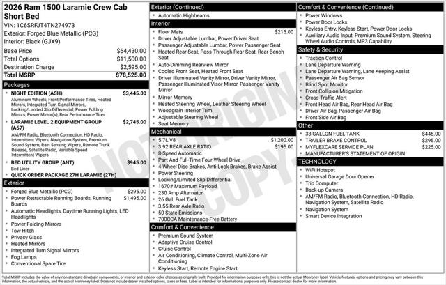 2026 RAM Ram 1500 RAM 1500 LARAMIE CREW CAB 4X4 57 BOX