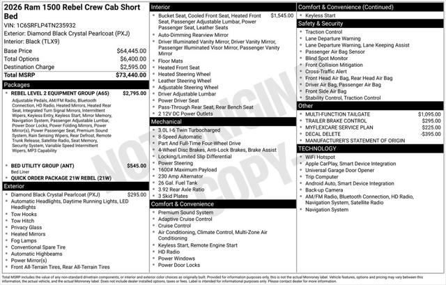 2026 RAM Ram 1500 RAM 1500 REBEL CREW CAB 4X4 57 BOX