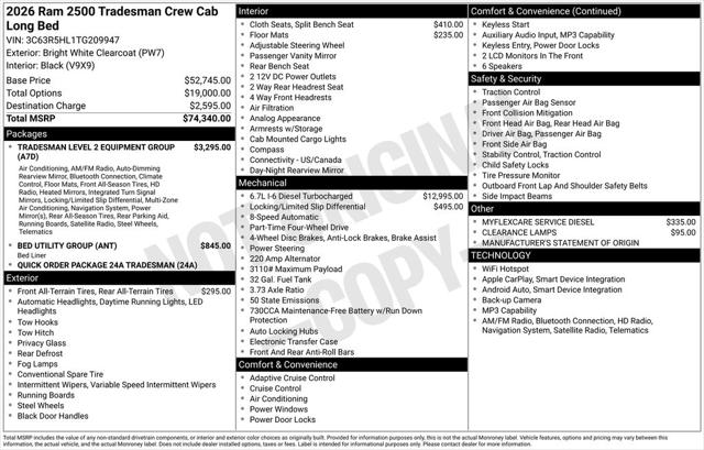 2026 RAM Ram 2500 RAM 2500 TRADESMAN CREW CAB 4X4 8 BOX 2026 RAM Ram 2500 RAM 2500 TRADESMAN CREW CAB 4X4 8 BOX