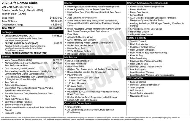 2025 Alfa Romeo Giulia GIULIA RWD