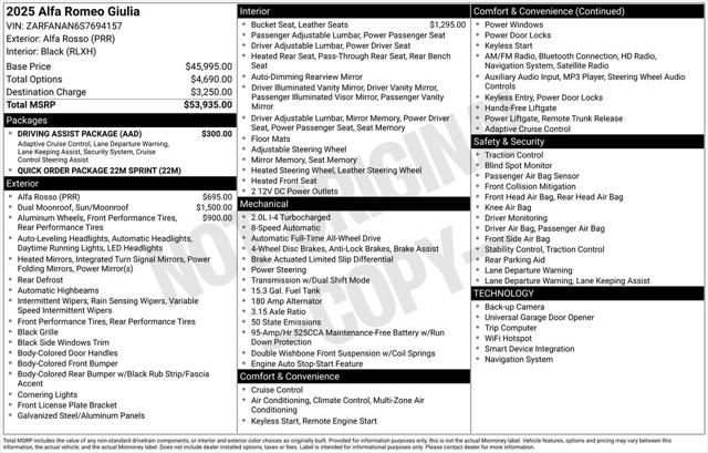 2025 Alfa Romeo Giulia GIULIA AWD