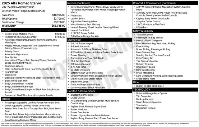 2025 Alfa Romeo Stelvio STELVIO INTENSA AWD