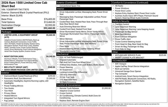 2026 RAM Ram 1500 RAM 1500 LIMITED CREW CAB 4X4 57 BOX 2026 RAM Ram 1500 RAM 1500 LIMITED CREW CAB 4X4 57 BOX