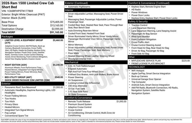 2026 RAM Ram 1500 RAM 1500 LIMITED CREW CAB 4X4 57 BOX 2026 RAM Ram 1500 RAM 1500 LIMITED CREW CAB 4X4 57 BOX