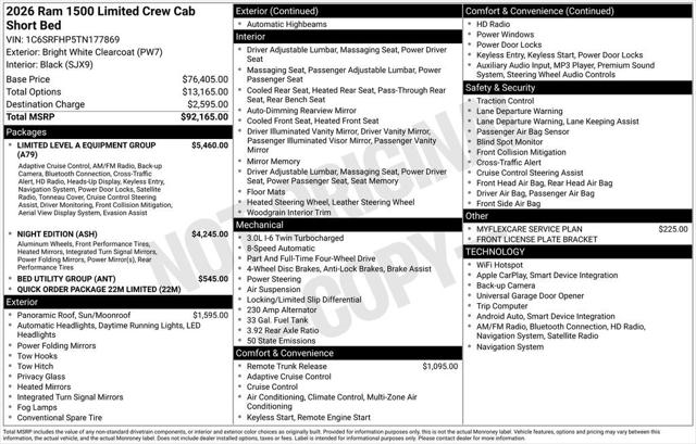 2026 RAM Ram 1500 RAM 1500 LIMITED CREW CAB 4X4 57 BOX 2026 RAM Ram 1500 RAM 1500 LIMITED CREW CAB 4X4 57 BOX