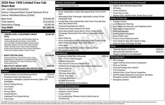 2026 RAM Ram 1500 RAM 1500 LIMITED CREW CAB 4X4 57 BOX 2026 RAM Ram 1500 RAM 1500 LIMITED CREW CAB 4X4 57 BOX