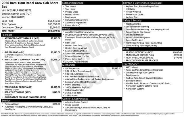 2026 RAM Ram 1500 RAM 1500 REBEL CREW CAB 4X4 57 BOX 2026 RAM Ram 1500 RAM 1500 REBEL CREW CAB 4X4 57 BOX