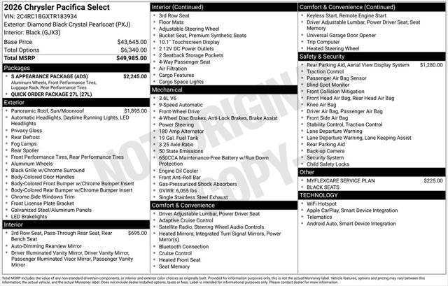 2026 Chrysler Pacifica PACIFICA SELECT 2026 Chrysler Pacifica PACIFICA SELECT