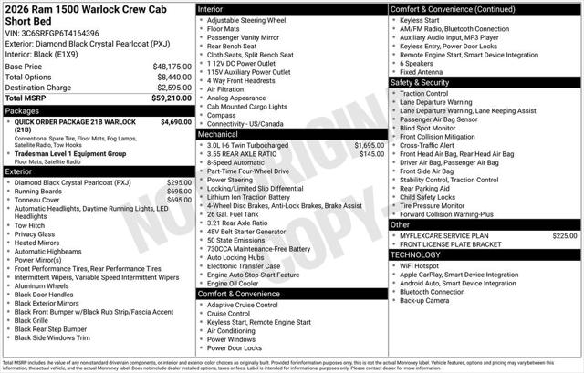 2026 RAM Ram 1500 RAM 1500 WARLOCK CREW CAB 4X4 57 BOX 2026 RAM Ram 1500 RAM 1500 WARLOCK CREW CAB 4X4 57 BOX