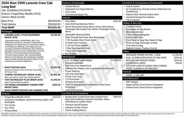 2026 RAM Ram 2500 RAM 2500 LARAMIE CREW CAB 4X4 8 BOX