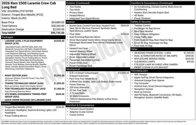 2026 RAM Ram 2500 RAM 2500 LARAMIE CREW CAB 4X4 8 BOX 2026 RAM Ram 2500 RAM 2500 LARAMIE CREW CAB 4X4 8 BOX