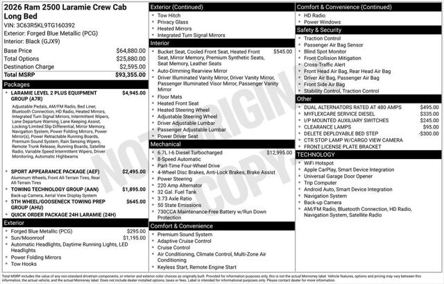2026 RAM Ram 2500 RAM 2500 LARAMIE CREW CAB 4X4 8 BOX