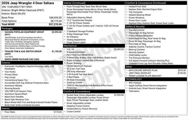 2026 Jeep Wrangler WRANGLER 4-DOOR SAHARA 2026 Jeep Wrangler WRANGLER 4-DOOR SAHARA