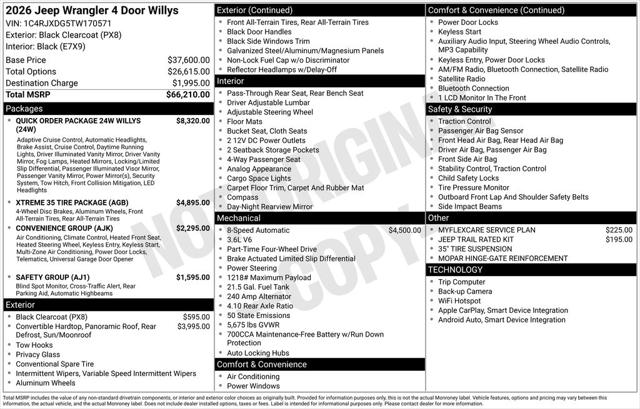 2026 Jeep Wrangler WRANGLER 4-DOOR WILLYS 2026 Jeep Wrangler WRANGLER 4-DOOR WILLYS