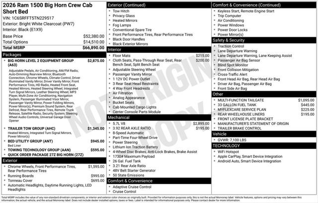 2026 RAM Ram 1500 RAM 1500 BIG HORN CREW CAB 4X4 57 BOX