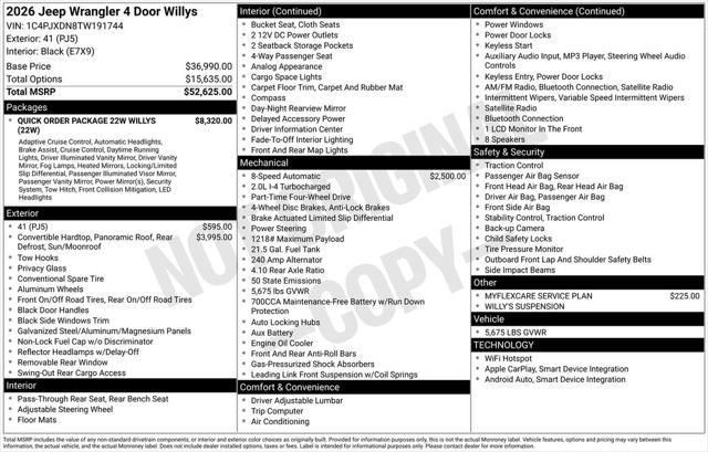 2026 Jeep Wrangler WRANGLER 4-DOOR WILLYS