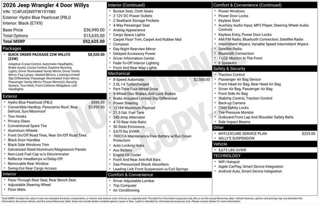 2026 Jeep Wrangler WRANGLER 4-DOOR WILLYS
