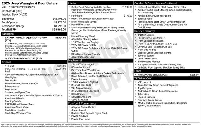 2026 Jeep Wrangler WRANGLER 4-DOOR SAHARA 2026 Jeep Wrangler WRANGLER 4-DOOR SAHARA