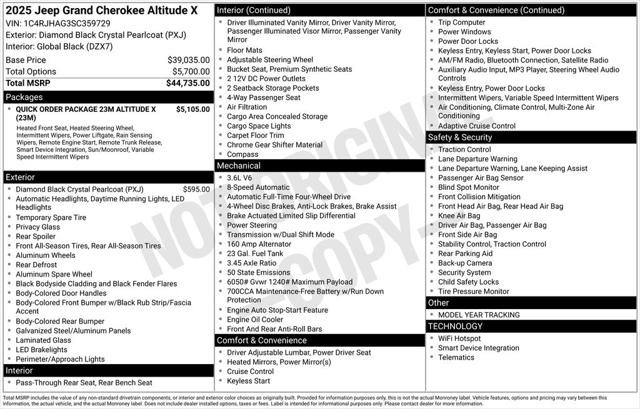 2025 Jeep Grand Cherokee GRAND CHEROKEE ALTITUDE X 4X4