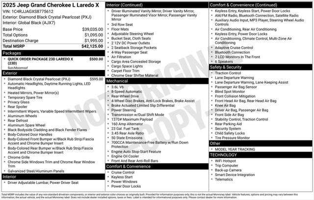 2025 Jeep Grand Cherokee GRAND CHEROKEE L LAREDO X 4X2 2025 Jeep Grand Cherokee GRAND CHEROKEE L LAREDO X 4X2