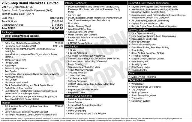 2025 Jeep Grand Cherokee GRAND CHEROKEE L LIMITED 4X4
