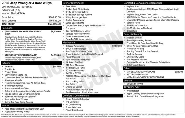 2026 Jeep Wrangler WRANGLER 4-DOOR WILLYS 2026 Jeep Wrangler WRANGLER 4-DOOR WILLYS