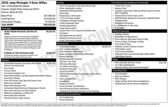 2026 Jeep Wrangler WRANGLER 4-DOOR WILLYS