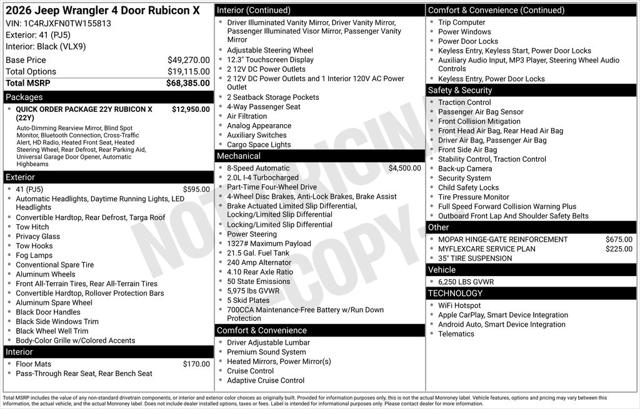 2026 Jeep Wrangler WRANGLER 4-DOOR RUBICON X
