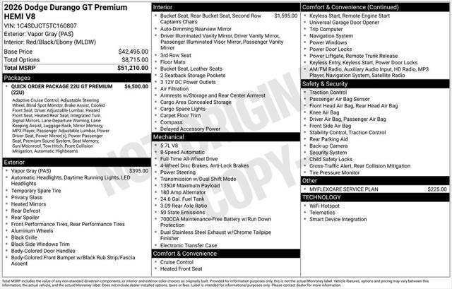 2026 Dodge Durango DURANGO GT PREMIUM AWD HEMI V8 2026 Dodge Durango DURANGO GT PREMIUM AWD HEMI V8