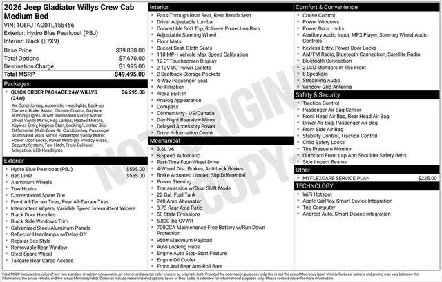 2026 Jeep Gladiator GLADIATOR WILLYS 4X4
