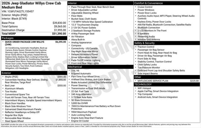 2026 Jeep Gladiator GLADIATOR WILLYS 4X4 2026 Jeep Gladiator GLADIATOR WILLYS 4X4