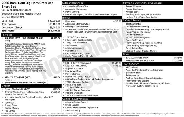 2026 RAM Ram 1500 RAM 1500 BIG HORN CREW CAB 4X2 57 BOX 2026 RAM Ram 1500 RAM 1500 BIG HORN CREW CAB 4X2 57 BOX