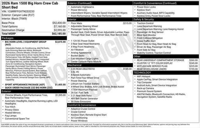 2026 RAM Ram 1500 RAM 1500 BIG HORN CREW CAB 4X4 57 BOX