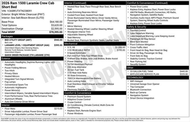 2026 RAM Ram 1500 RAM 1500 LARAMIE CREW CAB 4X4 57 BOX 2026 RAM Ram 1500 RAM 1500 LARAMIE CREW CAB 4X4 57 BOX