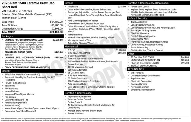 2026 RAM Ram 1500 RAM 1500 LARAMIE CREW CAB 4X4 57 BOX