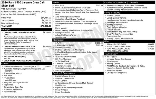 2026 RAM Ram 1500 RAM 1500 LARAMIE CREW CAB 4X4 57 BOX