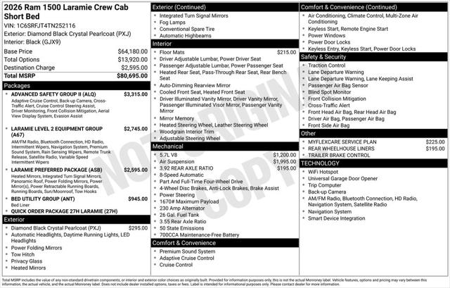 2026 RAM Ram 1500 RAM 1500 LARAMIE CREW CAB 4X4 57 BOX