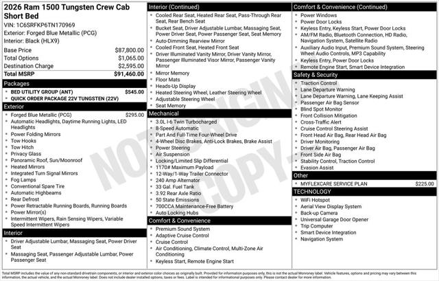 2026 RAM Ram 1500 RAM 1500 TUNGSTEN CREW CAB 4X4