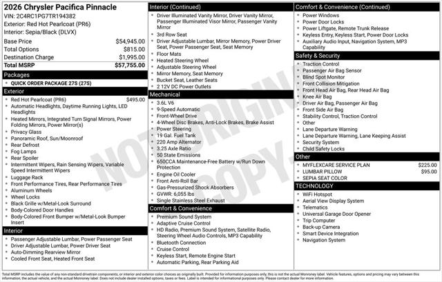2026 Chrysler Pacifica PACIFICA PINNACLE 2026 Chrysler Pacifica PACIFICA PINNACLE