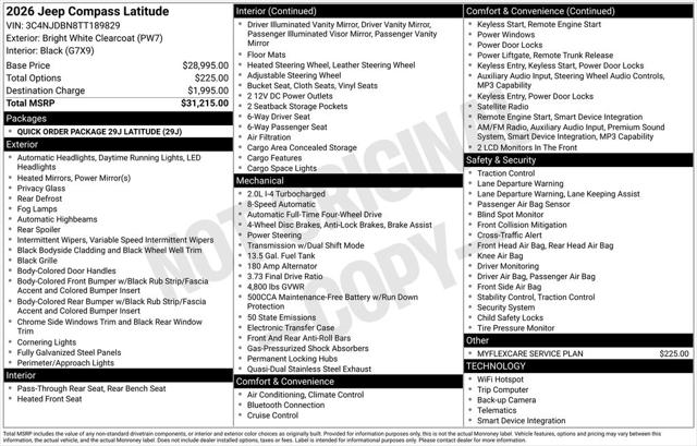 2026 Jeep Compass COMPASS LATITUDE ALTITUDE 4X4 2026 Jeep Compass COMPASS LATITUDE ALTITUDE 4X4