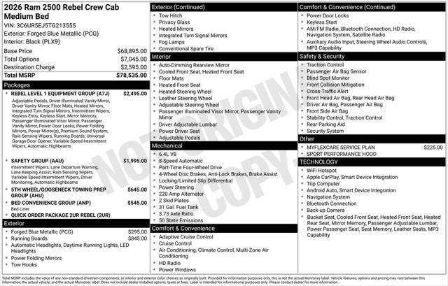 2026 RAM Ram 2500 RAM 2500 REBEL CREW CAB 4X4 64 BOX 2026 RAM Ram 2500 RAM 2500 REBEL CREW CAB 4X4 64 BOX