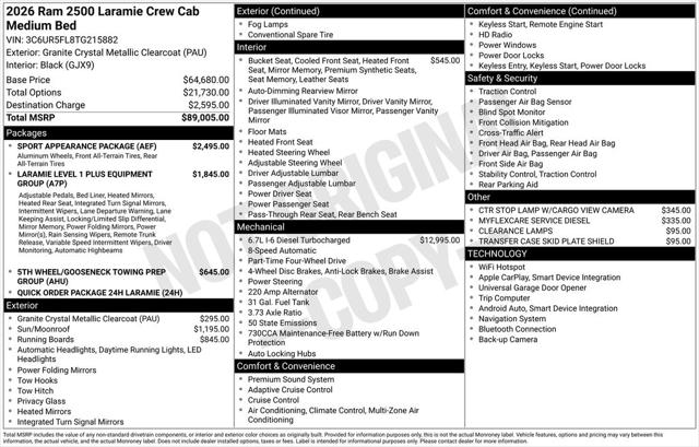 2026 RAM Ram 2500 RAM 2500 LARAMIE CREW CAB 4X4 64 BOX