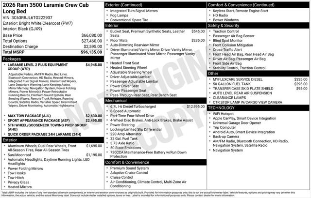 2026 RAM Ram 3500 RAM 3500 LARAMIE CREW CAB 4X4 8 BOX