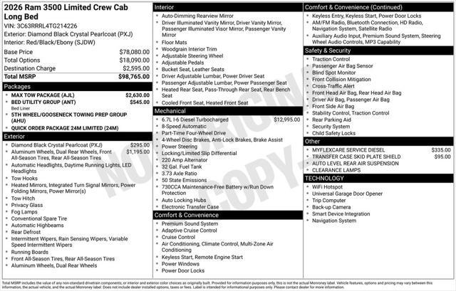 2026 RAM Ram 3500 RAM 3500 LIMITED CREW CAB 4X4 8 BOX