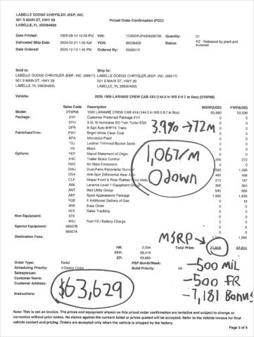 2025 RAM Ram 1500 RAM 1500 LARAMIE CREW CAB 4X4 57 BOX