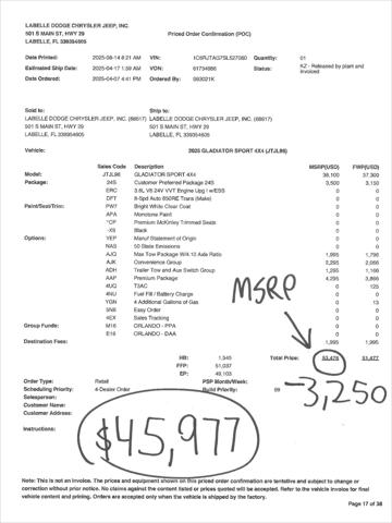 2025 Jeep Gladiator GLADIATOR SPORT S 4X4