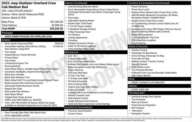 2023 Jeep Gladiator Overland 4x4 2023 Jeep Gladiator Overland 4x4